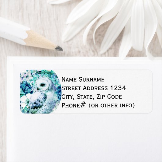 Sneeuw Uil Dreamcatcher Groen en Blauwgroen Blauw Etiket (Insitu)