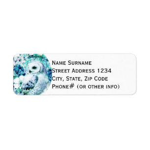 Sneeuw Uil Dreamcatcher Groen en Blauwgroen Blauw  Etiket