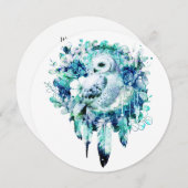 Sneeuw Uil Dreamcatcher Groen en Blauwgroen Blauw Kaart (Voorkant / Achterkant)