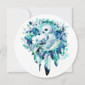 Sneeuw Uil Dreamcatcher Groen en Blauwgroen Blauw Kaart (Voorkant)