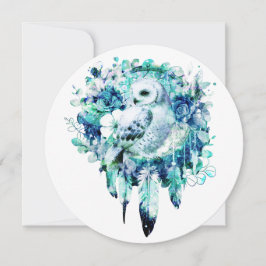 Sneeuw Uil Dreamcatcher Groen en Blauwgroen Blauw  Kaart