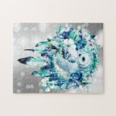 Sneeuw Uil Dreamcatcher Groen en Blauwgroen Blauw Legpuzzel (Horizontaal)