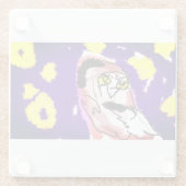 Sneeuw uil nacht glazen onderzetter (Achterkant)