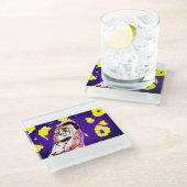 Sneeuw uil nacht glazen onderzetter (Schuin)