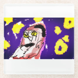 Sneeuw uil nacht glazen onderzetter