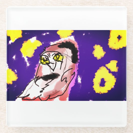 Sneeuw uil nacht glazen onderzetter (Voorkant)