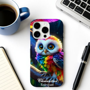 Sneeuw Uil Regenboog Tropische Uil iPhone 16 Pro Hoesje