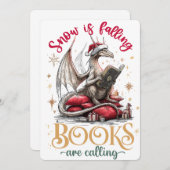 Sneeuw valt, boeken roepen feestdagenkaart (Voorkant / Achterkant)