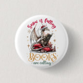 Sneeuw valt, boeken roepen ronde button 3,2 cm (Voorkant)
