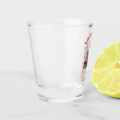 Sneeuw valt, boeken roepen shot glas (Links)