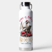 Sneeuw valt, boeken roepen waterfles (Voorkant)