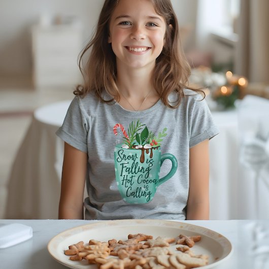 Sneeuw valt heet Cacao noemt warme chocolade T-shirt