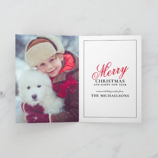 Sneeuw valt op rode telefooncel feestdagen kaart (Binnen)