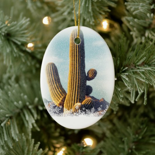 Sneeuw valt op Saguaro Keramisch Ornament (Boom)