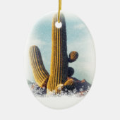 Sneeuw valt op Saguaro Keramisch Ornament (Voorkant)