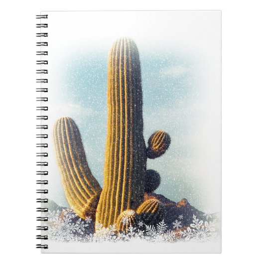 Sneeuw valt op Saguaro Notitieboek (Voorkant)