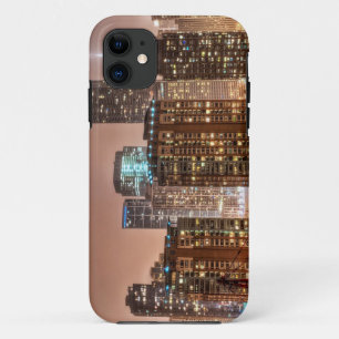Sneeuw valt over de skyline in de avond in Chicago Case-Mate iPhone Case