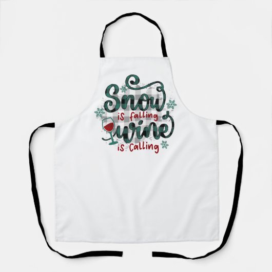 Sneeuw valt Wijn roept Kerstmuts Schort (Voorkant)