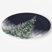 Sneeuw van de stilte bedekt met kerstboomvakantie papieren bordje (Gekanteld)
