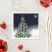 Sneeuw van de stilte bedekt met kerstboomvakantie servetten (Insitu)