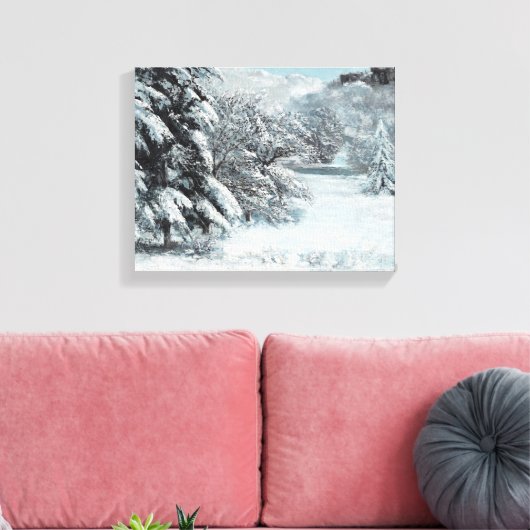 Sneeuw van Gustave Courbet Pine Trees op sneeuw Canvas Afdruk (Insitu (Woonkamer))