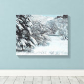 Sneeuw van Gustave Courbet Pine Trees op sneeuw Canvas Afdruk (Insitu (Houten vloer))