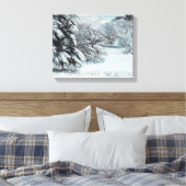 Sneeuw van Gustave Courbet Pine Trees op sneeuw Canvas Afdruk (Insitu (Slaapkamer))