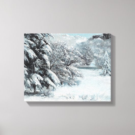 Sneeuw van Gustave Courbet Pine Trees op sneeuw Canvas Afdruk (Voorkant)