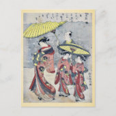 sneeuw van Suzuki, Harunobu Ukiyoe Briefkaart (Voorkant)