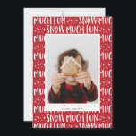 Sneeuw veel leuke fotoscript tekst modern<br><div class="desc">De tekst van het Joyful fotomanuscript moderne vakantiekaart. De achtergrondkleur kan worden aangepast aan uw foto. Een deel van een leuk,  wintervakantie collectie.</div>