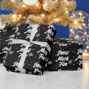 Sneeuw Veel Leuke Sneeuwvlokken Op Zwart Cadeaupapier