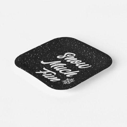 Sneeuw Veel Leuke Sneeuwvlokken Op Zwart Papieren Bordje (Gebogen)