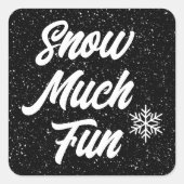 Sneeuw Veel Leuke Sneeuwvlokken Op Zwart Vierkante Sticker (Voorkant)