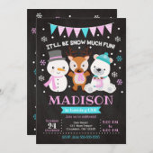 Sneeuw Veel Leuke Verjaardag Uitnodiging / Meisje (Voorkant / Achterkant)