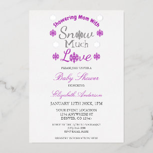 Sneeuw Veel Liefde Winter Sneeuwvlok Baby Shower Folie Uitnodiging