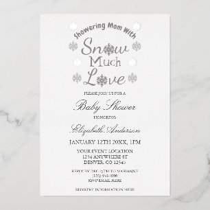 Sneeuw veel liefde Winter sneeuwvlok baby shower Folie Uitnodiging