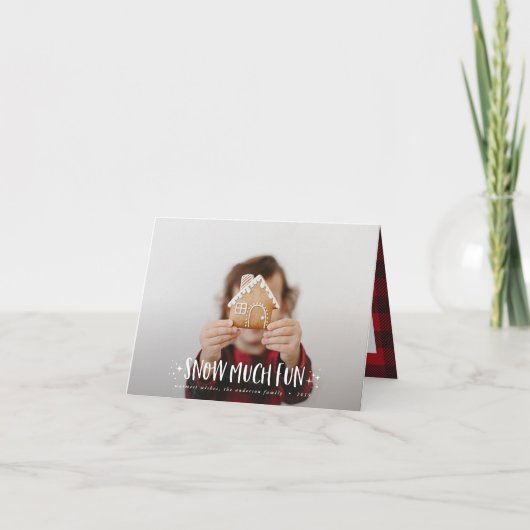 Sneeuw veel plezier foto script tekst en Schotse f Notitiekaartje (Voorkant)