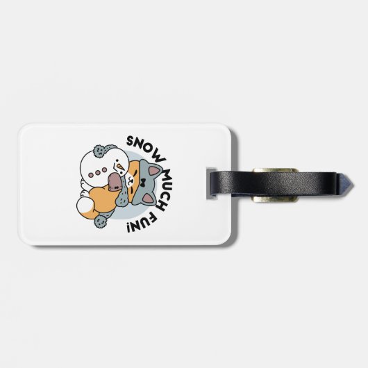 Sneeuw veel plezier kat winter vakantie ontwerp bagagelabel (Achterkant horizontaal)