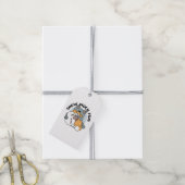 Sneeuw veel plezier kat winter vakantie ontwerp cadeaulabel (Met Touw)