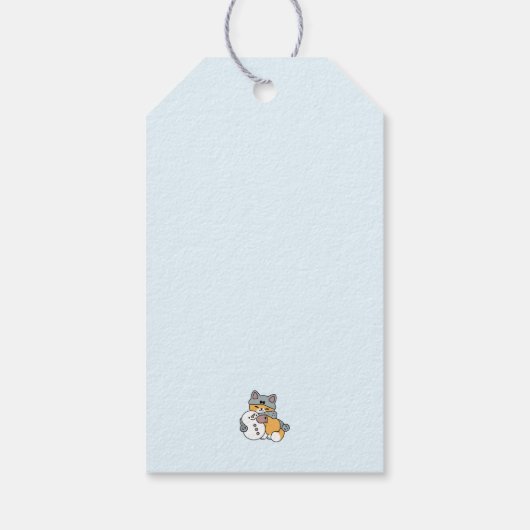 Sneeuw veel plezier kat winter vakantie ontwerp cadeaulabel (Achterkant)