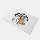 Sneeuw veel plezier kat winter vakantie ontwerp deurmat (Schuin)