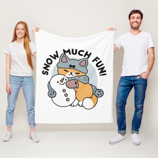 Sneeuw veel plezier kat winter vakantie ontwerp fleece deken (In situ)