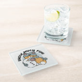 Sneeuw veel plezier kat winter vakantie ontwerp glazen onderzetter (Schuin)