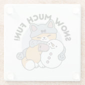 Sneeuw veel plezier kat winter vakantie ontwerp glazen onderzetter (Achterkant)