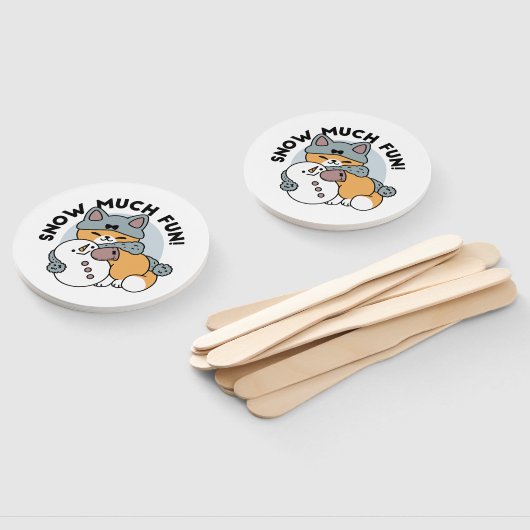 Sneeuw veel plezier kat winter vakantie ontwerp handwaaier (Niet-gemonteerd)
