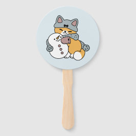 Sneeuw veel plezier kat winter vakantie ontwerp handwaaier