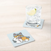 Sneeuw veel plezier kat winter vakantie ontwerp kartonnen onderzetters (Insitu)