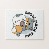 Sneeuw veel plezier kat winter vakantie ontwerp legpuzzel (Horizontaal)