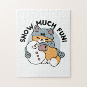 Sneeuw veel plezier kat winter vakantie ontwerp legpuzzel (Verticaal)