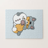 Sneeuw veel plezier kat winter vakantie ontwerp legpuzzel (Horizontaal)